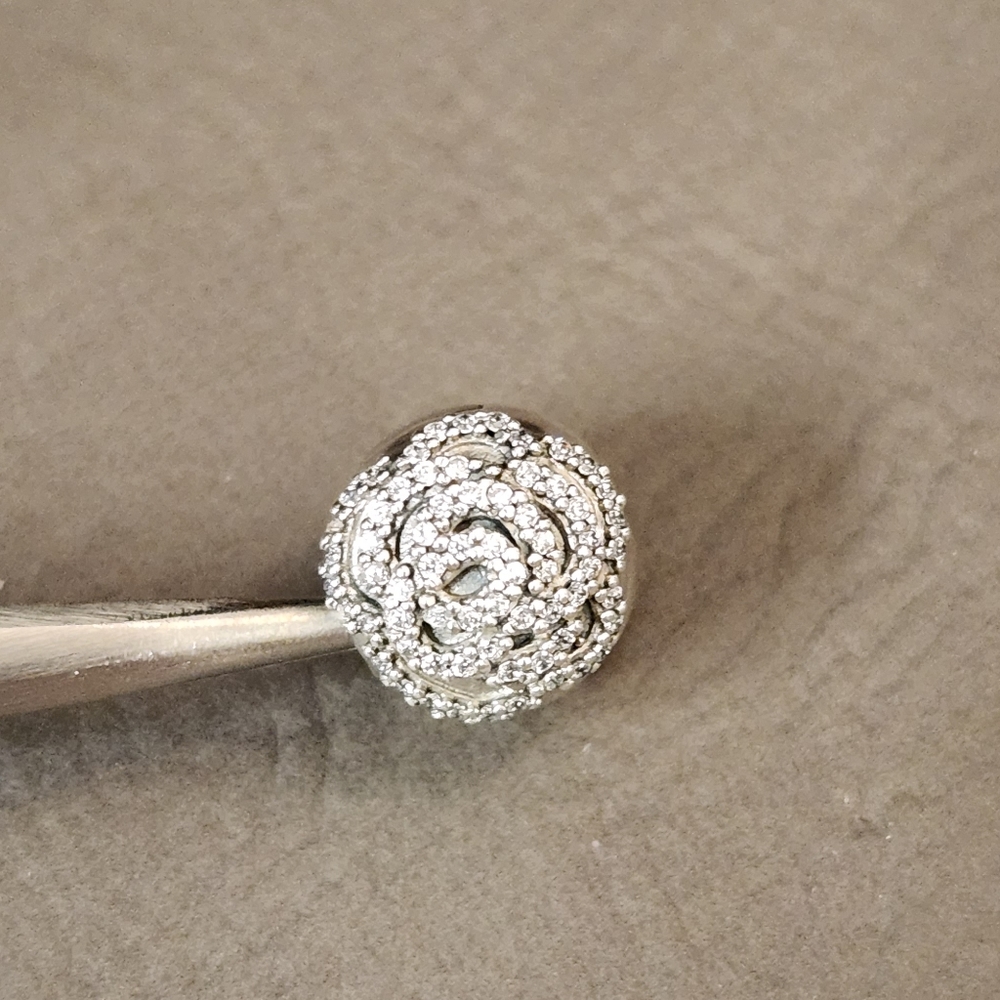 Pandora Shimmering Rose Sterling Silver Clip with Clear CZ's